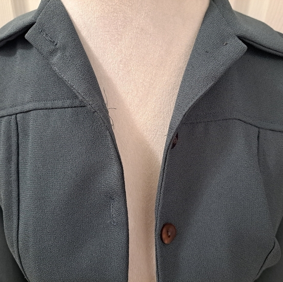 Vintage AGB Olive Green Cropped Jacket  Size 4P - Picture 6 of 9